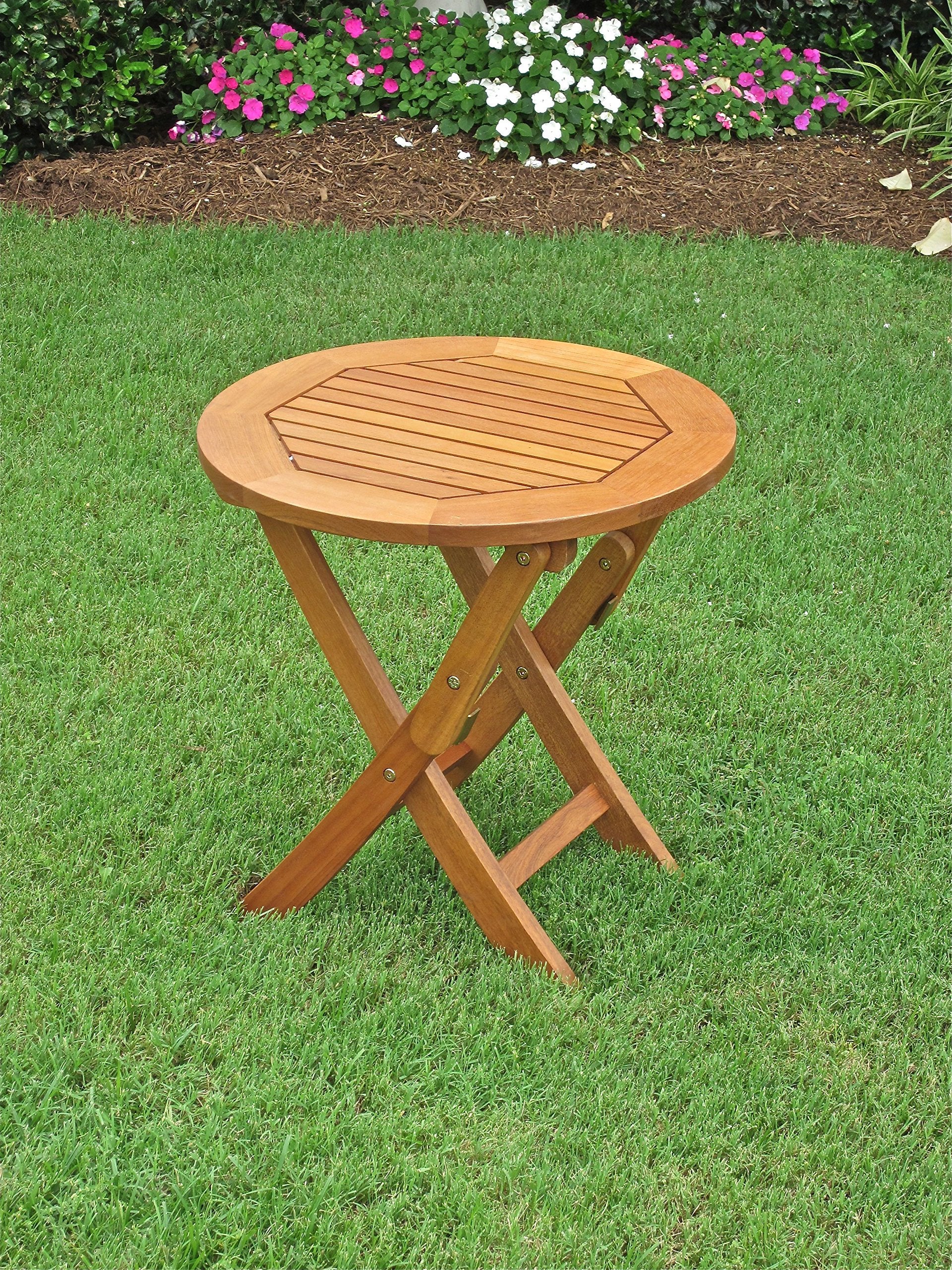 International Caravan Furniture Piece Royal Tahiti Round Wood Folding Table, Brown