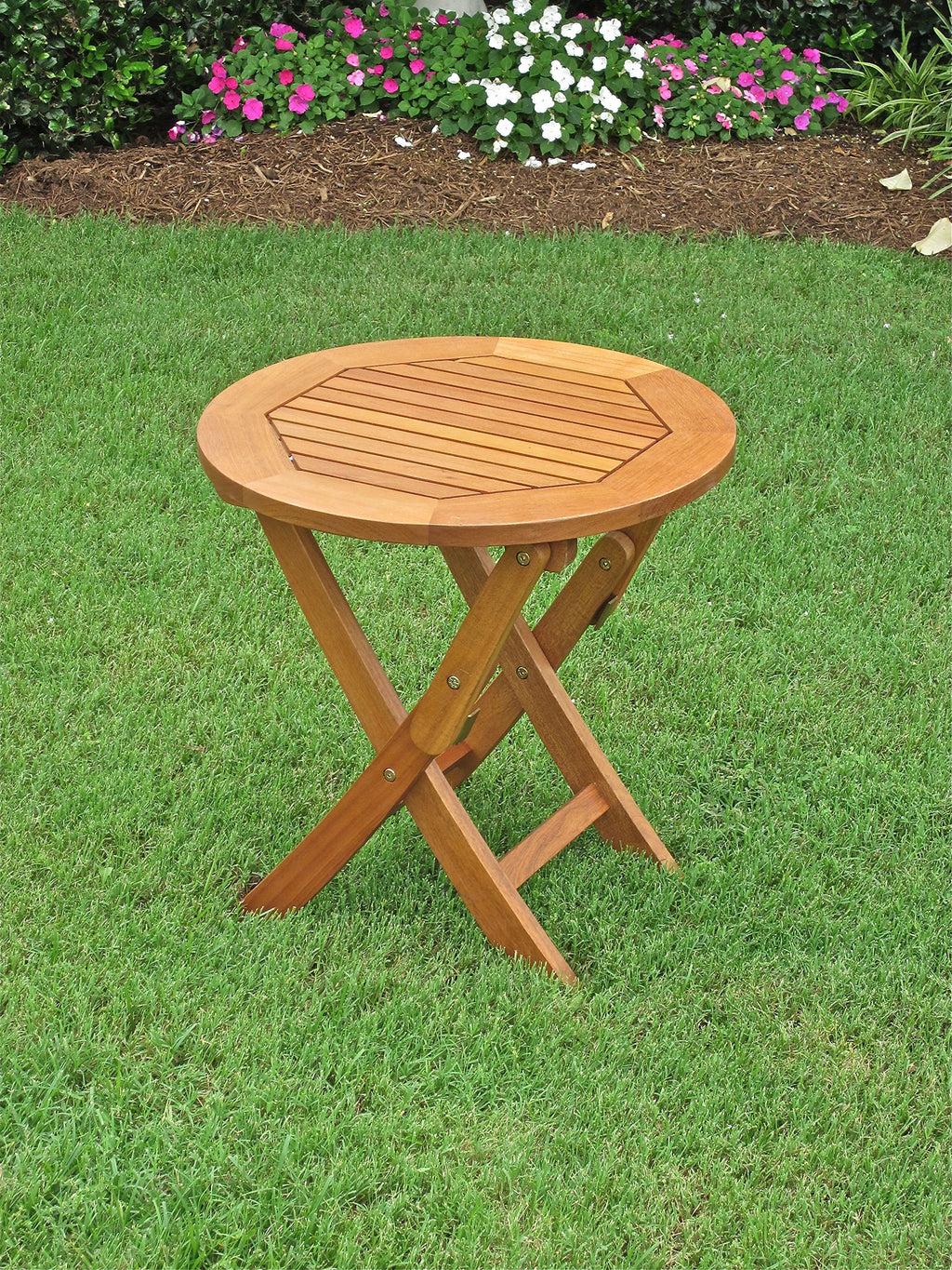 International Caravan Furniture Piece Royal Tahiti Round Wood Folding Table, Brown