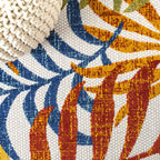 Jonathan Y Amc100B-28 Tropics Palm Leaves Indoor Outdoor Area-Rug Bohemian Floral Easy-Cleaning High Traffic Bedroom Kitchen Backyard Patio Porch Non Shedding, 2 X 8, Cream/Orange