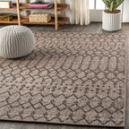 Jonathan Y Smb108D-9 Ourika Moroccan Geometric Textured Weave Indoor Outdoor -Area Rug, Bohemian, Rustic, Scandinavian Easy-Cleaning,Bedroom,Kitchen,Backyard,Patio,Non Shedding, Natural/Black, 9 X 12