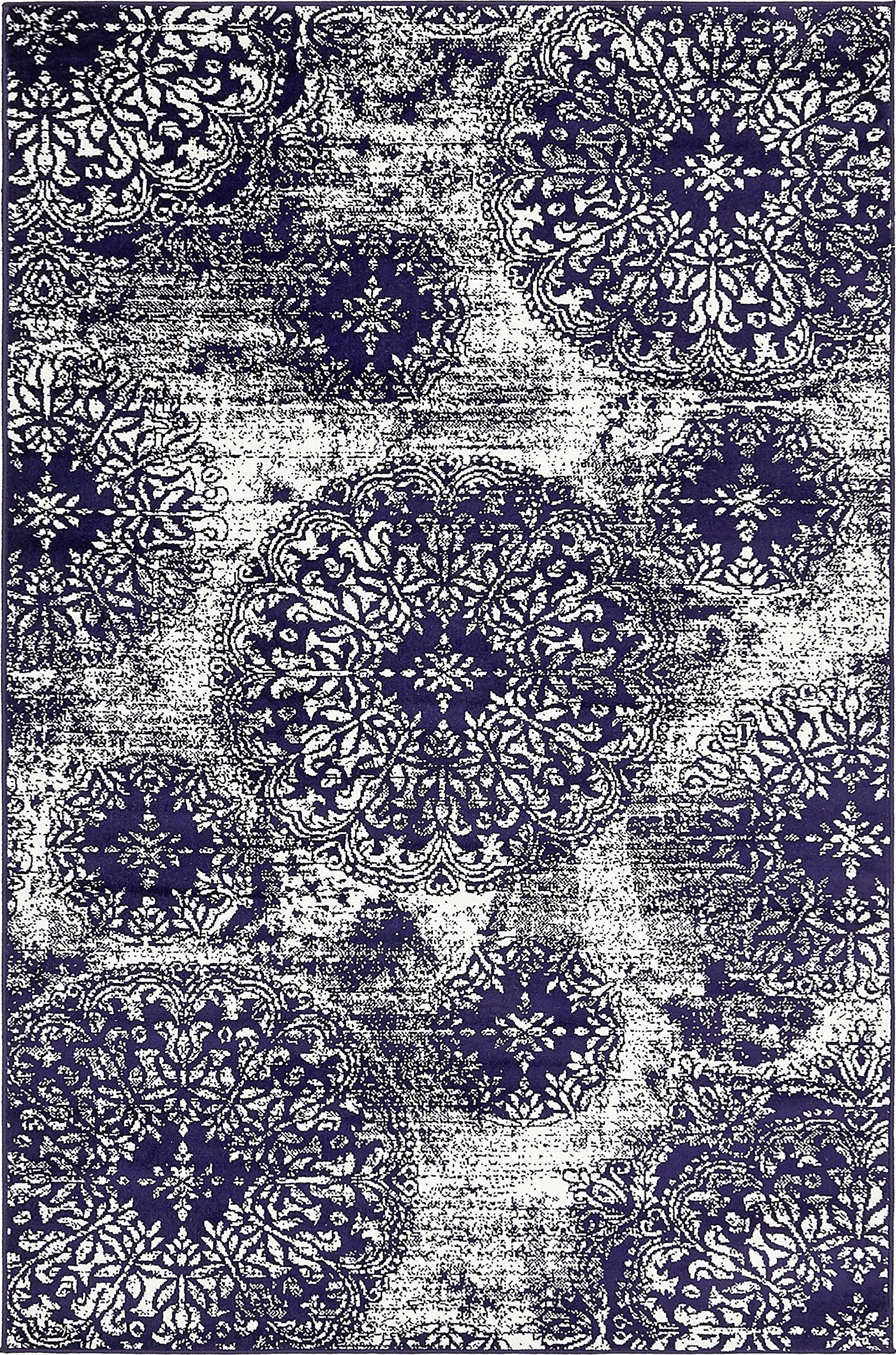 Unique Loom Sofia Collection Area Rug - Grand (5 3 x 8 Rectangle, Navy Blue/ Ivory)