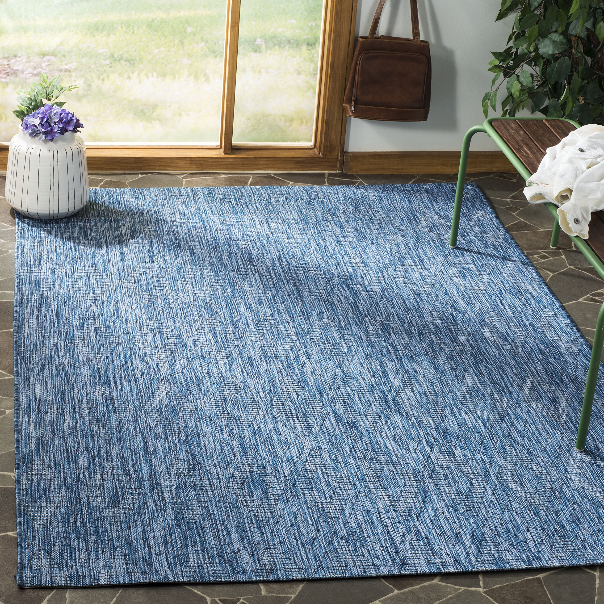 Safavieh Courtyard Collection 5'3' Square Navy Cy8522 Indoor/ Outdoor-Waterproof Easy-Cleaning Patio Backyard Mudroom Area-Rug