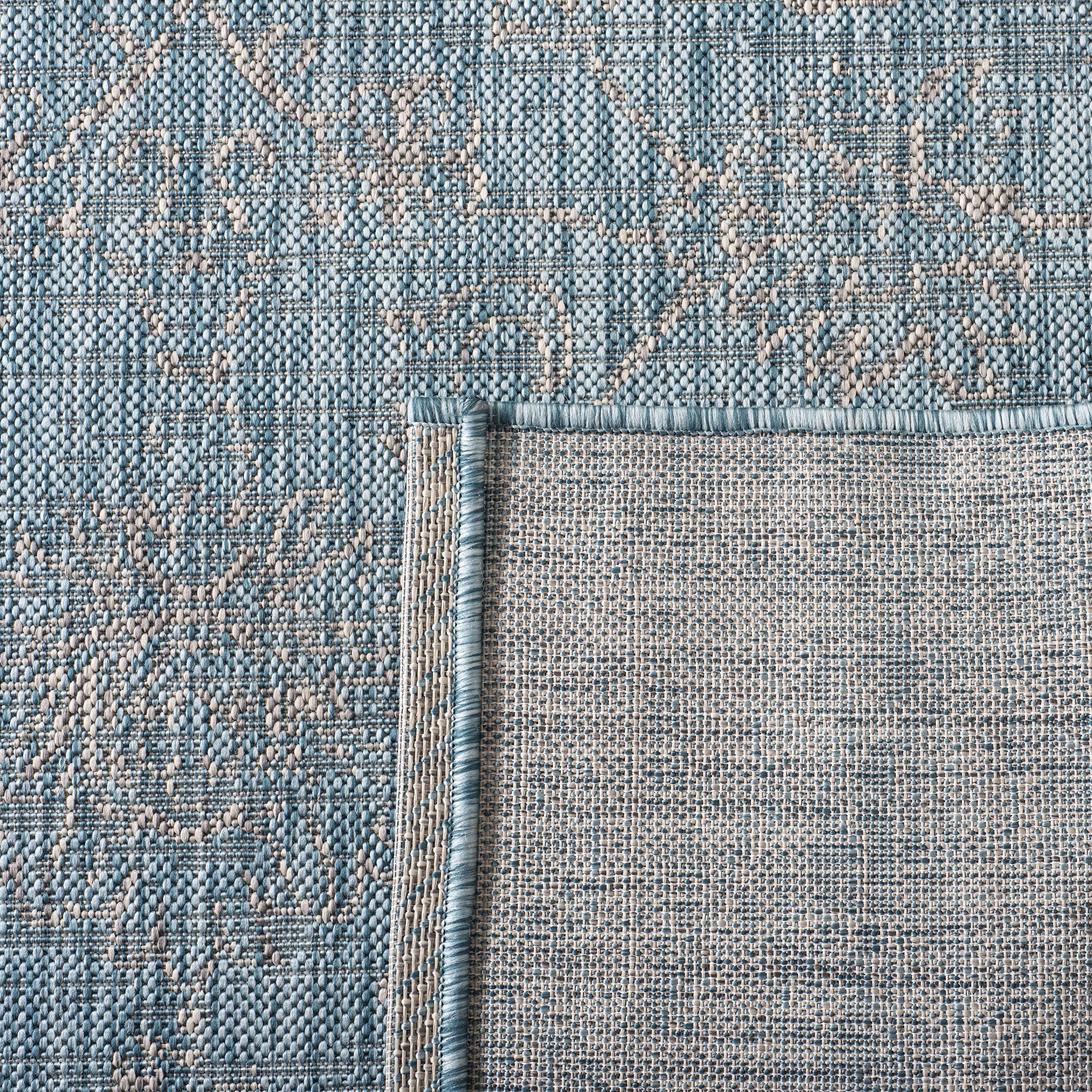 Safavieh Courtyard Collection 5'3' X 7'7' Aqua/Grey Cy8680 Indoor/ Outdoor Patio Backyard Mudroom Area Rug