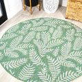 Jonathan Y Smb119G-5R Nevis Palm Frond Indoor Outdoor Area Rug, Coastal, Casual, Country Easy Cleaning,Bedroom,Kitchen,Backyard,Patio,Non Shedding, Cream/Green, 5' Round