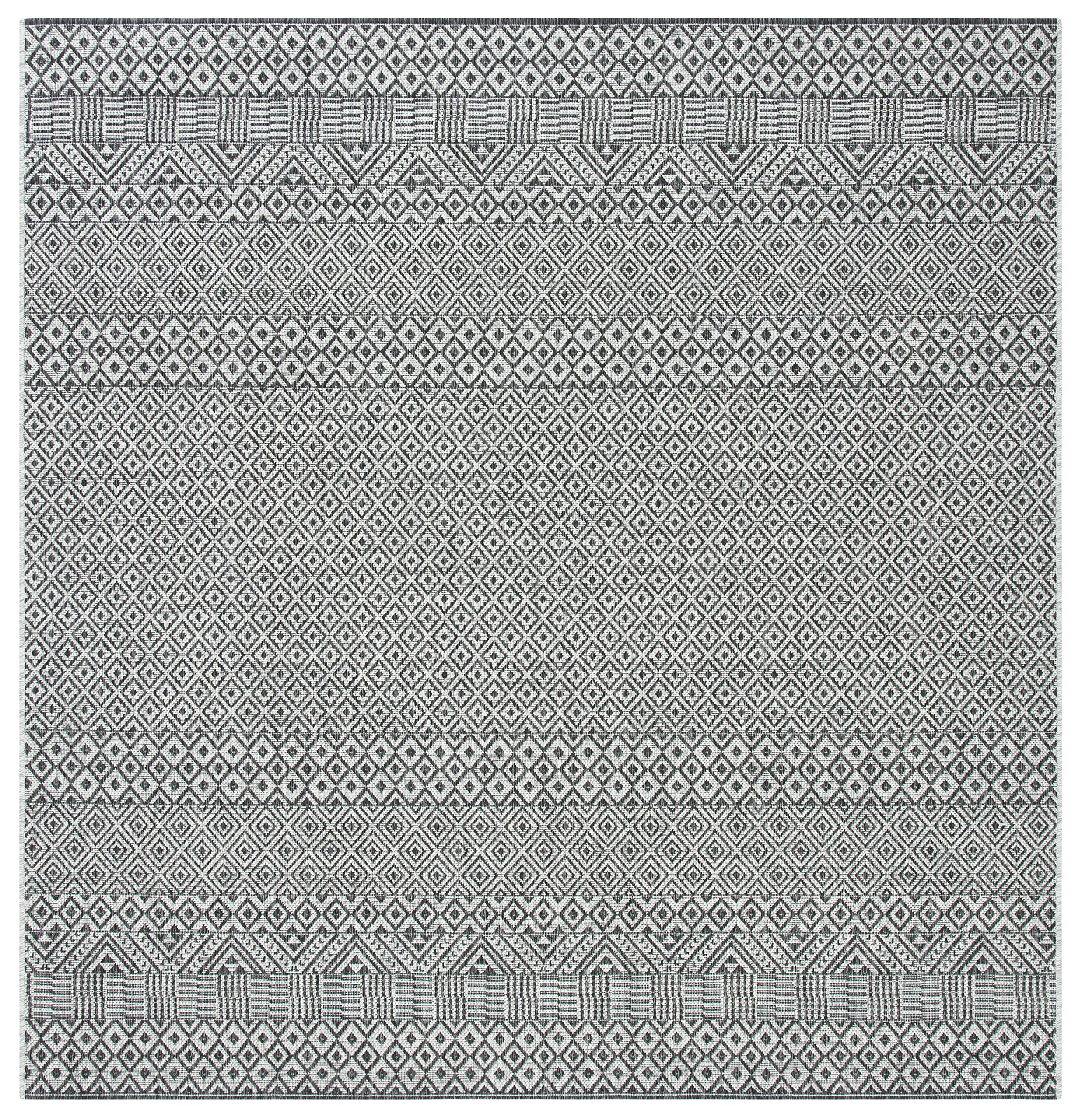 Safavieh Courtyard Collection 5'3' Square Grey/Black Cy8235 Indoor/ Outside Waterproof Easy Cleansingpatio Backyard Mudroom Area Mat