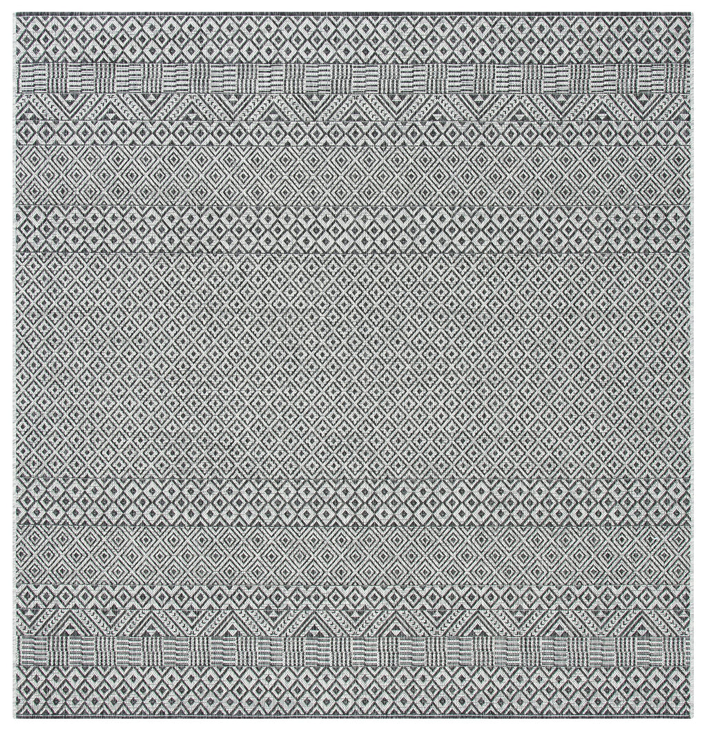 Safavieh Courtyard Collection 5'3' Square Grey/Black Cy8235 Indoor/ Outside Waterproof Easy Cleansingpatio Backyard Mudroom Area Mat