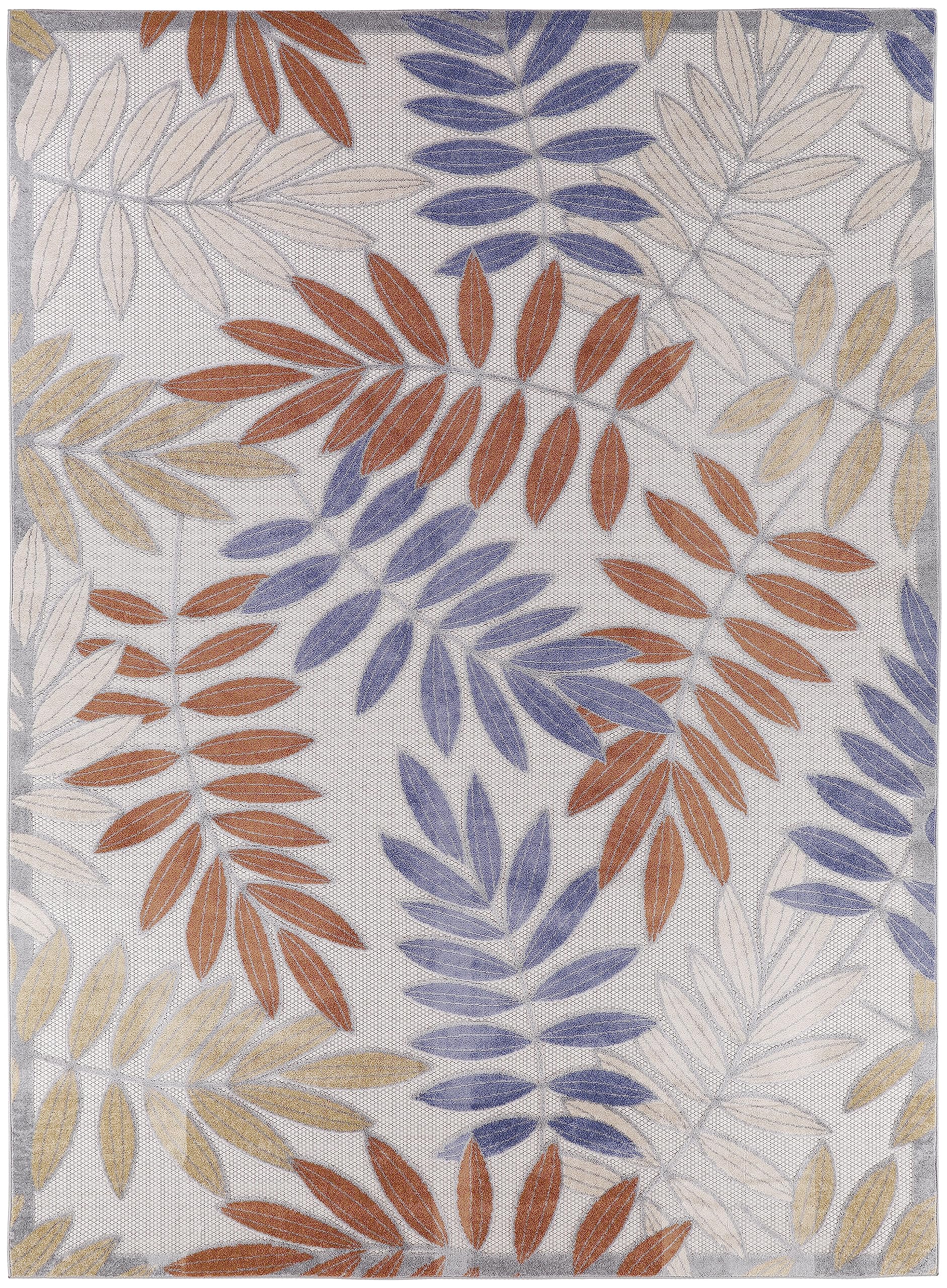 Nourison Aloha Indoor/Outdoor Blue Mocha 7'10' X 10'6' Area Rug, Easy Cleaning, Non Shedding, Bed Room, Living Room, Dining Room, Backyard, Deck, Patio (8X11)