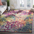 SAFAVIEH Monaco Collection 9 Square PinkMulti MNC225D Boho Chic Abstract Watercolor Non-Shedding Living Room Bedroom Dining Hom