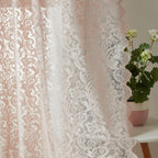 Bujasso Pink Lace Sheer Curtains 84 Inch Vintage Floral Sheer Window Curtain Panels For Living Room Girls Bedroom Romantic Light