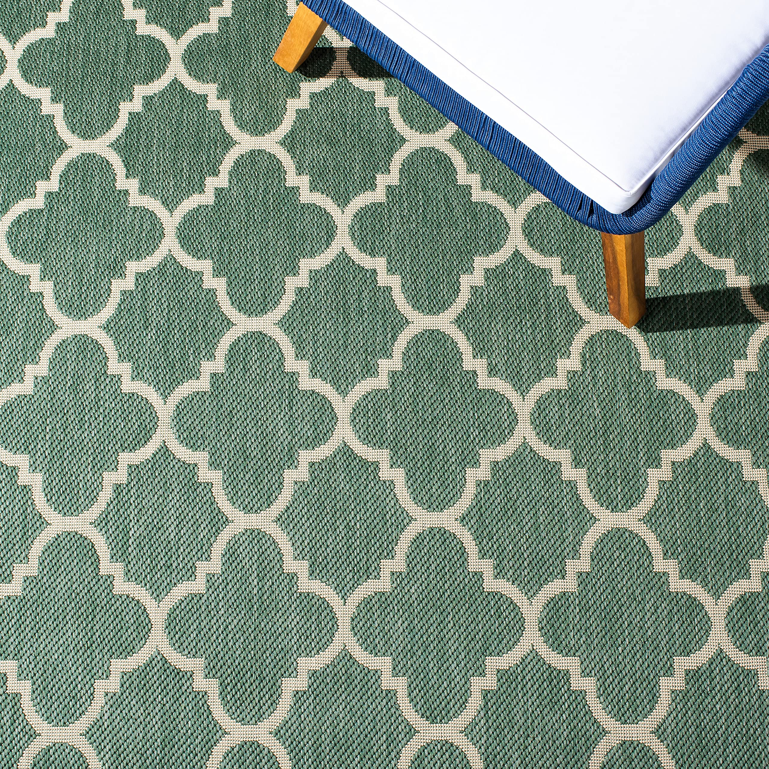 Safavieh Courtyard Collection Area Rug - 6'7' Square, Dark Green & Beige, Trellis Design, Non-Shedding & Easy Care, Indoor/Outdoor & Washable-Ideal For Patio, Backyard, Mudroom (Cy6918-322)