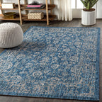 Jonathan Y Smb100B-8 Tela Bohemian Textured Weave Floral Indoor/Outdoor Navy/Gray 8 Ft. X 10 Ft. Area-Rug, Coastal,Easy-Cleaning,Hightraffic,Livingroom,Backyard, Non Shedding