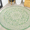Jonathan Y Smb101H-5R Sinjuri Medallion Textured Weave Indoor Outdoor Area Rug, Coastal, Bohemian, Vintage Easy Cleaning,Bedroom