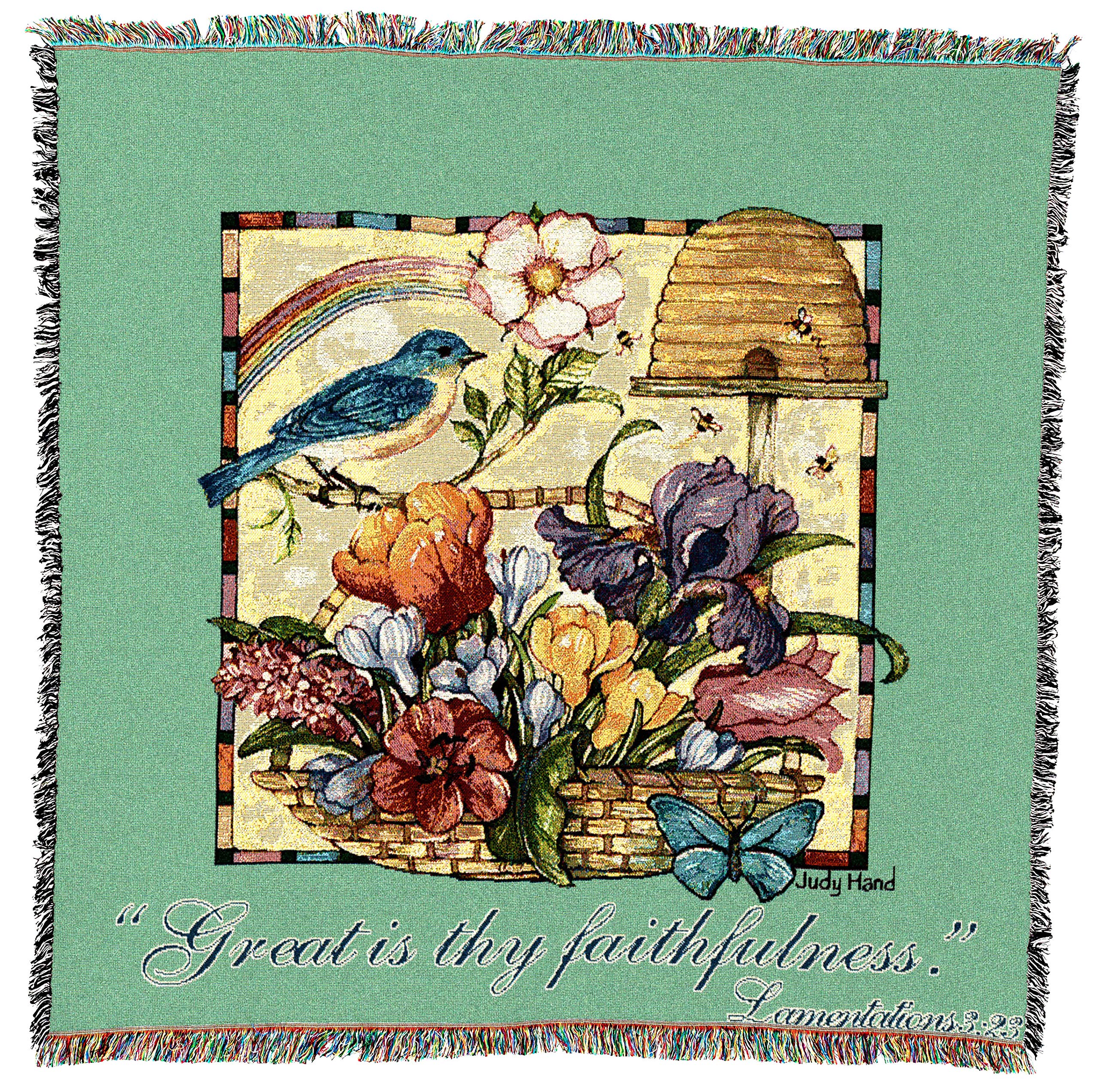 Pure Country Weavers Great Is Thy Faithfulness Blanket - Scriptures - Lamentations 3:23 - Gift Lap Square Tapestry Throw Woven F