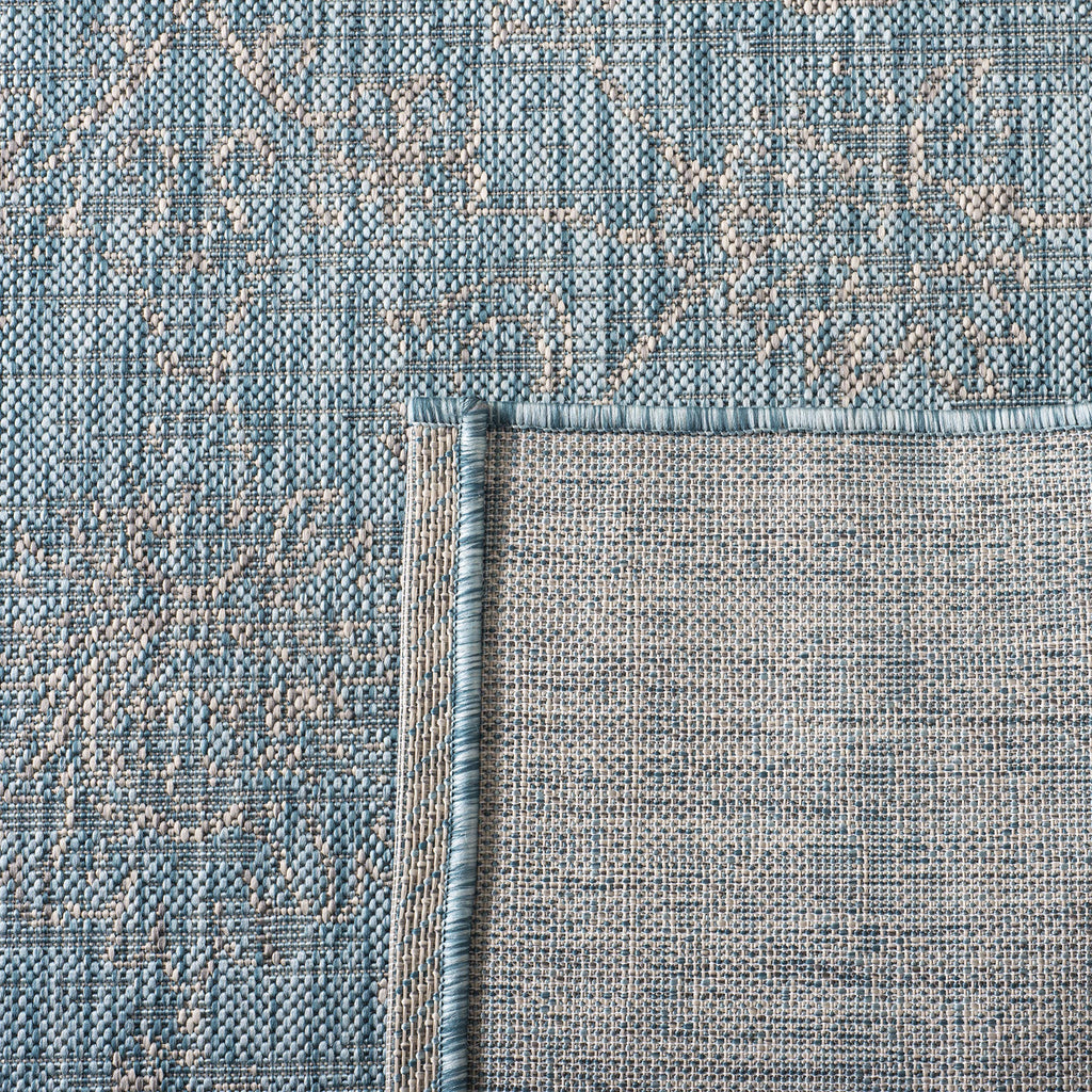 Safavieh Courtyard Collection Accent Rug - 2'3' X 5', Aqua & Grey, Non-Shedding & Easy Care, Indoor/Outdoor & Washable-Ideal For Patio, Backyard, Mudroom (Cy8680-37121)