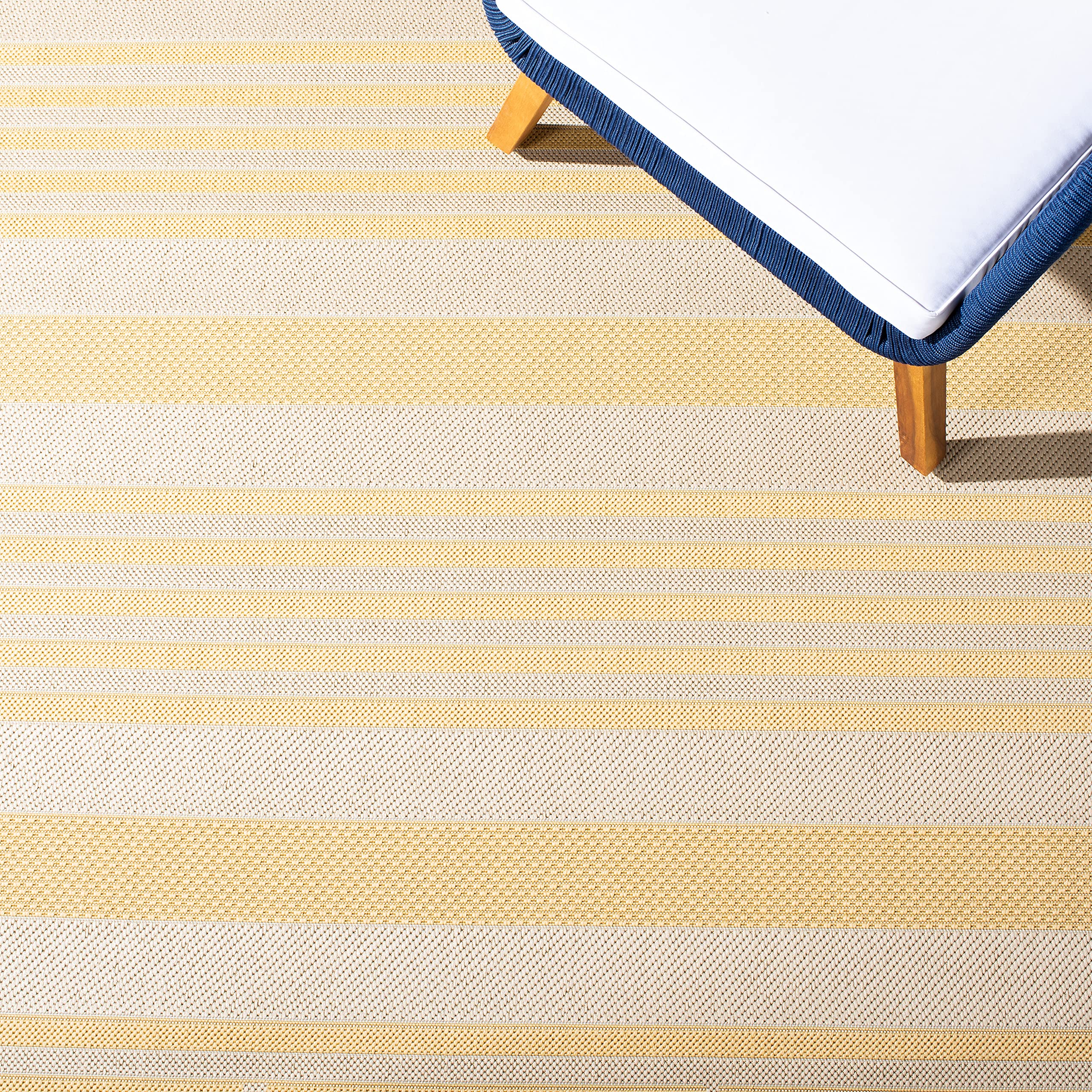 Safavieh Courtyard Collection 2' X 3'7'' Gold/Beige Cy6062 Nautical Coastal Stripe Indoor/-Outdoor Waterproof Easy-Cleaning Pati