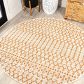 Jonathan Y Smb108O-5R Ourika Moroccan Geometric Textured Weave Indoor Outdoor Area Rug, Bohemian Coastal Modern Easy Cleaning,Be