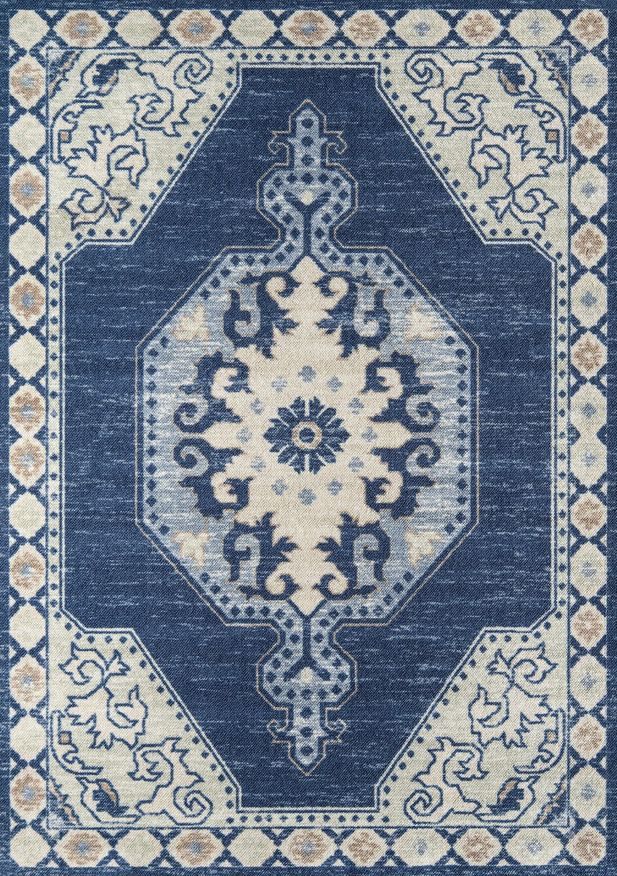 Momeni Anatolia Wool And Nylon Area Rug 33 Inch  X 5 Navy