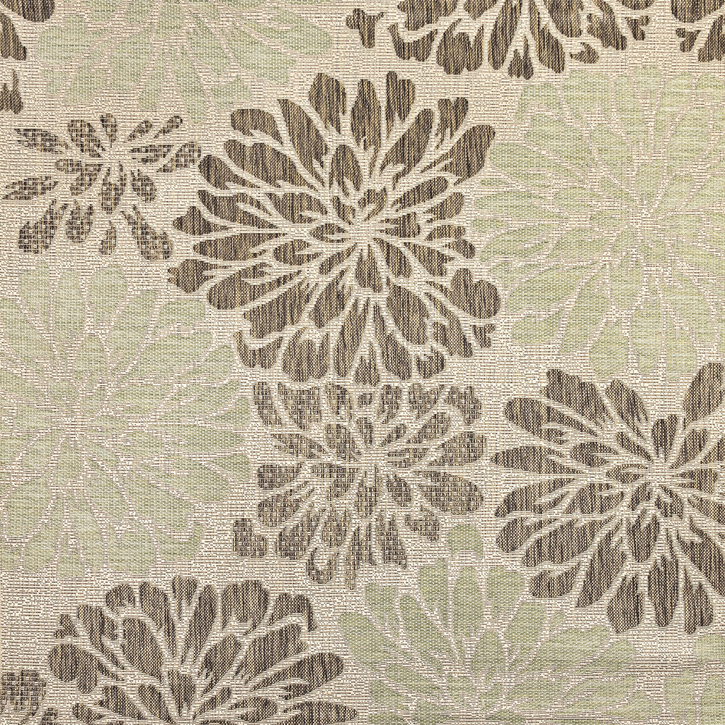 Jonathan Y Smb110A-5Sq Zinnia Modern Floral Textured Weave Indoor Outdoor Area Rug Bohemian Coastal Easy Cleaning Bedroom Kitchen Backyard Patio Non Shedding, 5' Square, Sage/Brown