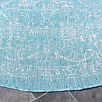 Safavieh Courtyard Collection 6'7'' Round Aqua/Grey Cy8680 Indoor/ Outdoor Patio Backyard Mudroom Area Rug