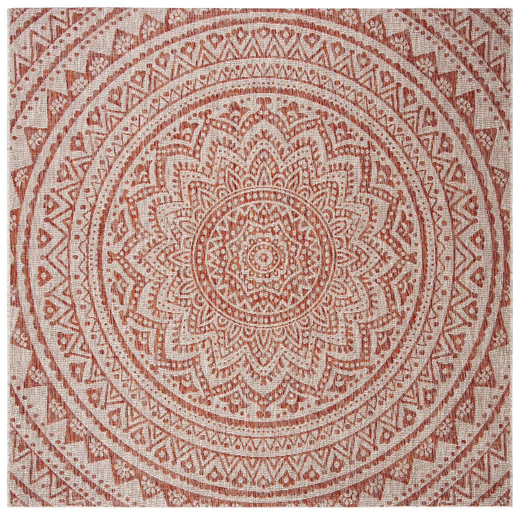 Safavieh Courtyard Collection 4' Square Light Beige/Terracotta Cy8734 Indoor/ Outside Waterproof Easy Cleansingpatio Backyard Mudroom Accent Mat