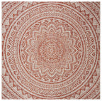 Safavieh Courtyard Collection 4' Square Light Beige/Terracotta Cy8734 Indoor/ Outside Waterproof Easy Cleansingpatio Backyard Mudroom Accent Mat