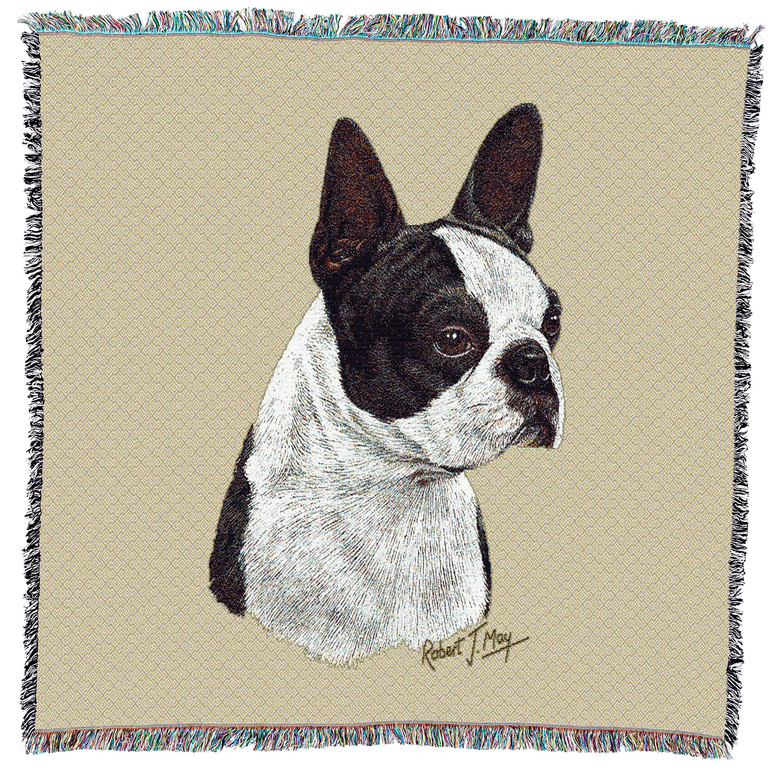 Pure Country Weavers Boston Terrier Black Lap Square Blanket By Robert May - Non-Sporting Group - Gift For Dog Lovers - Tapestry
