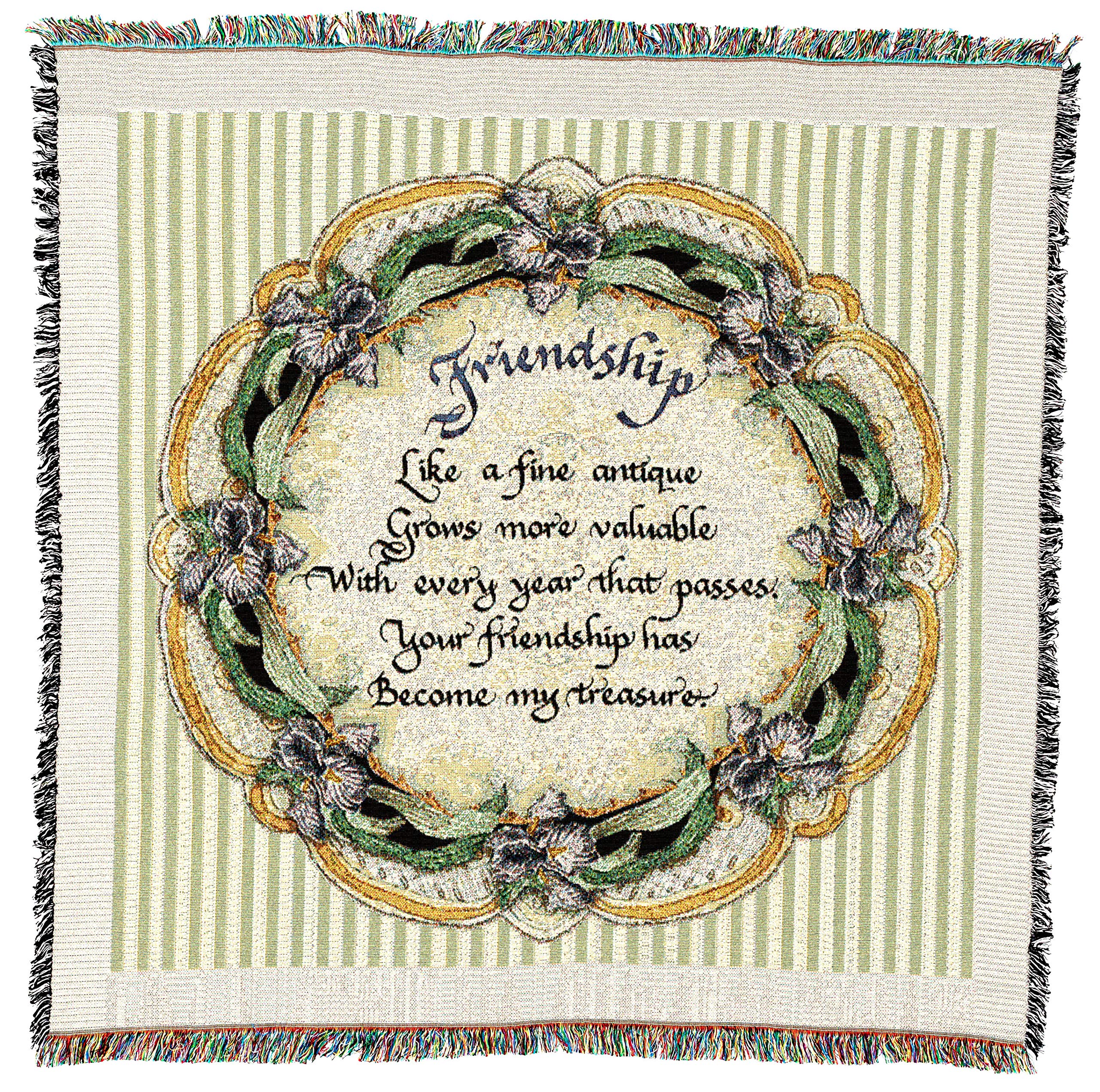 Pure Country Weavers Friendship Poem Blanket - Gift Lap Square Tapestry Throw Woven From Cotton - Made In The Usa (54X54)