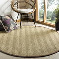 SAFAVIEH Natural Fiber Collection 6 Round Dark Brown NF115K Border Herringbone Seagrass Area Rug