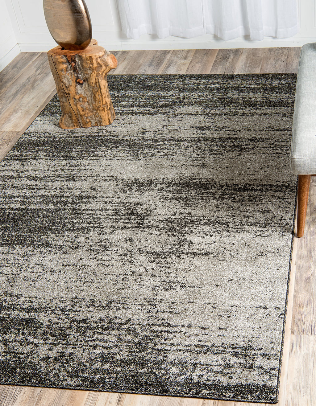 Unique Loom Del Mar Collection Area Rug - Lucille (3' 3'' X 5' 3'' Rectangle, Dark Gray/ Ivory)