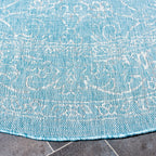 Safavieh Courtyard Collection 5'3' Round Grey/Navy Cy8680 Indoor/ Outdoor Patio Backyard Mudroom Area Rug