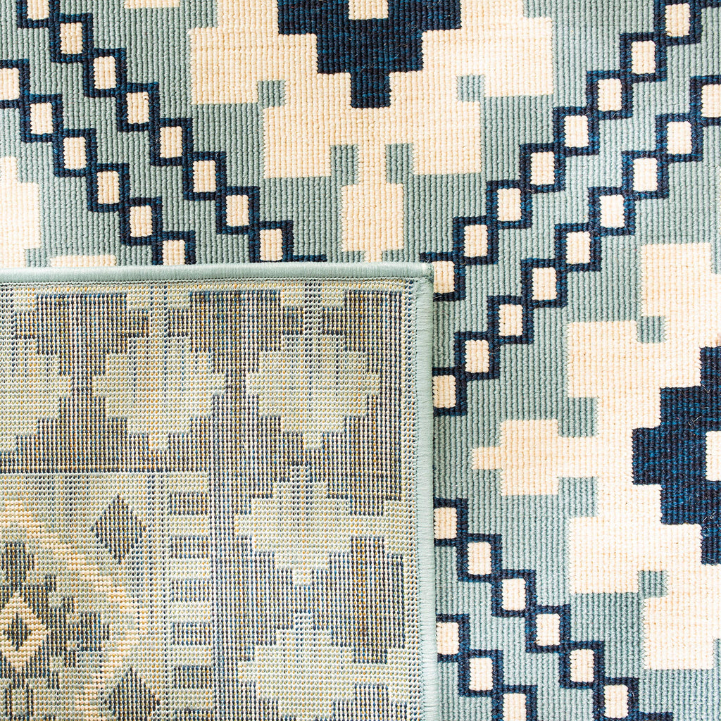 Safavieh Veranda Collection 2' X 3'7' Ivory/Blue Ver099 Boho Indoor/ Outdoor Non-Shedding Easy Scrubbing Patio Backyard Porch De