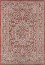 Jonathan Y Smb101A-8 Sinjuri Medallion Textured Weave Indoor Outdoor Area-Rug Coastal Bohemian Rustic Glam Easy-Cleaning Bedroom Kitchen Backyard Patio Non Shedding, 8 X 10, Red/Taupe