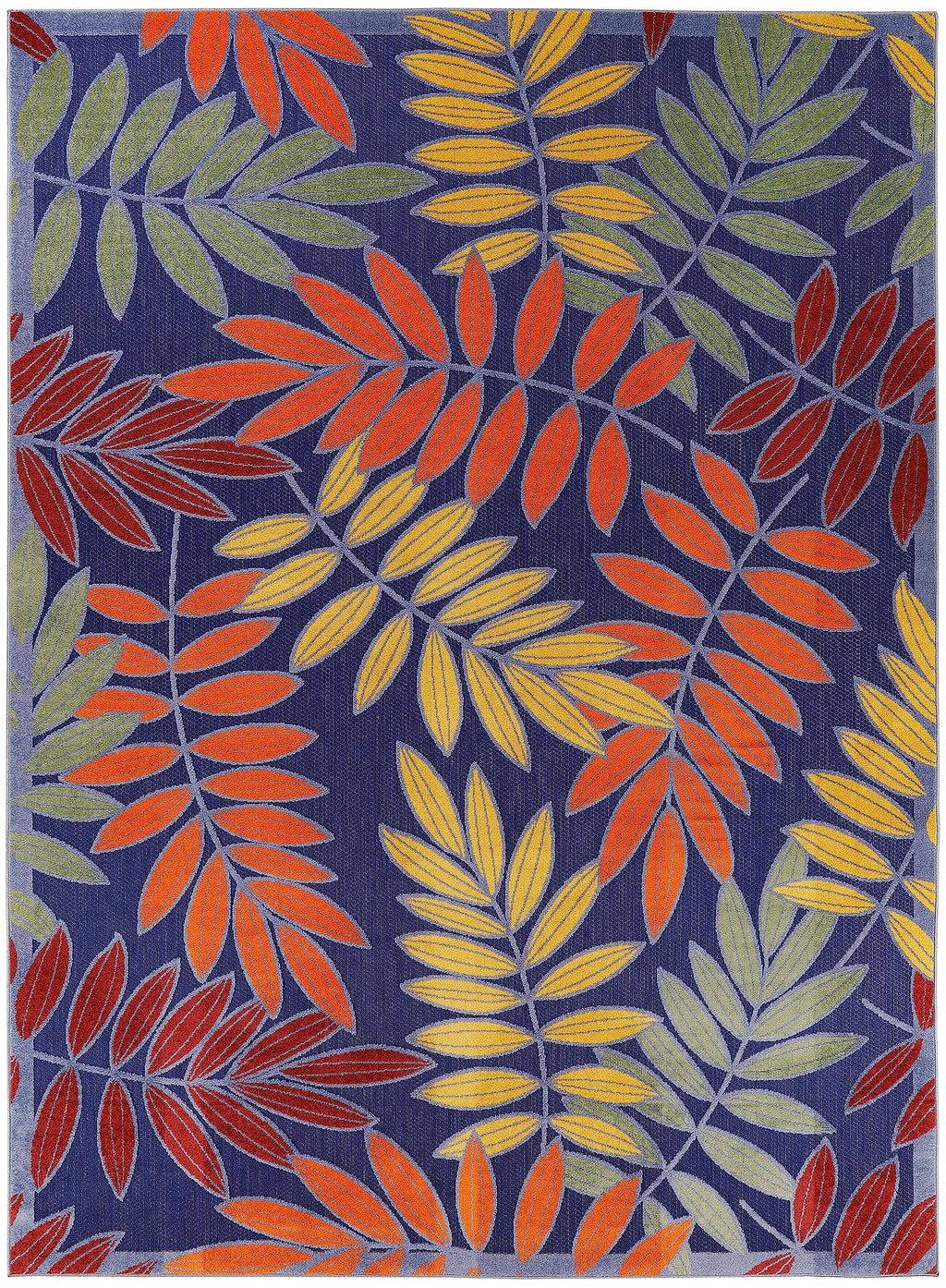 Nourison Aloha Indoor/Outdoor Navy Multicolor 7'10' X 10'6' Area Rug, Easy Cleaning, Non Shedding, Bed Room, Living Room, Dining Room, Backyard, Deck, Patio (8X11)