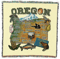 Pure Country Weavers State Of Oregon Lap Square Blanket - Gift Tapestry Blanket Throw Woven From Cotton - Made In The Usa (54X54