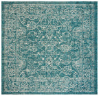 Safavieh Courtyard Collection 6'7'' Square Turquoise Cy8680 Indoor/ Outdoor Patio Backyard Mudroom Area Rug