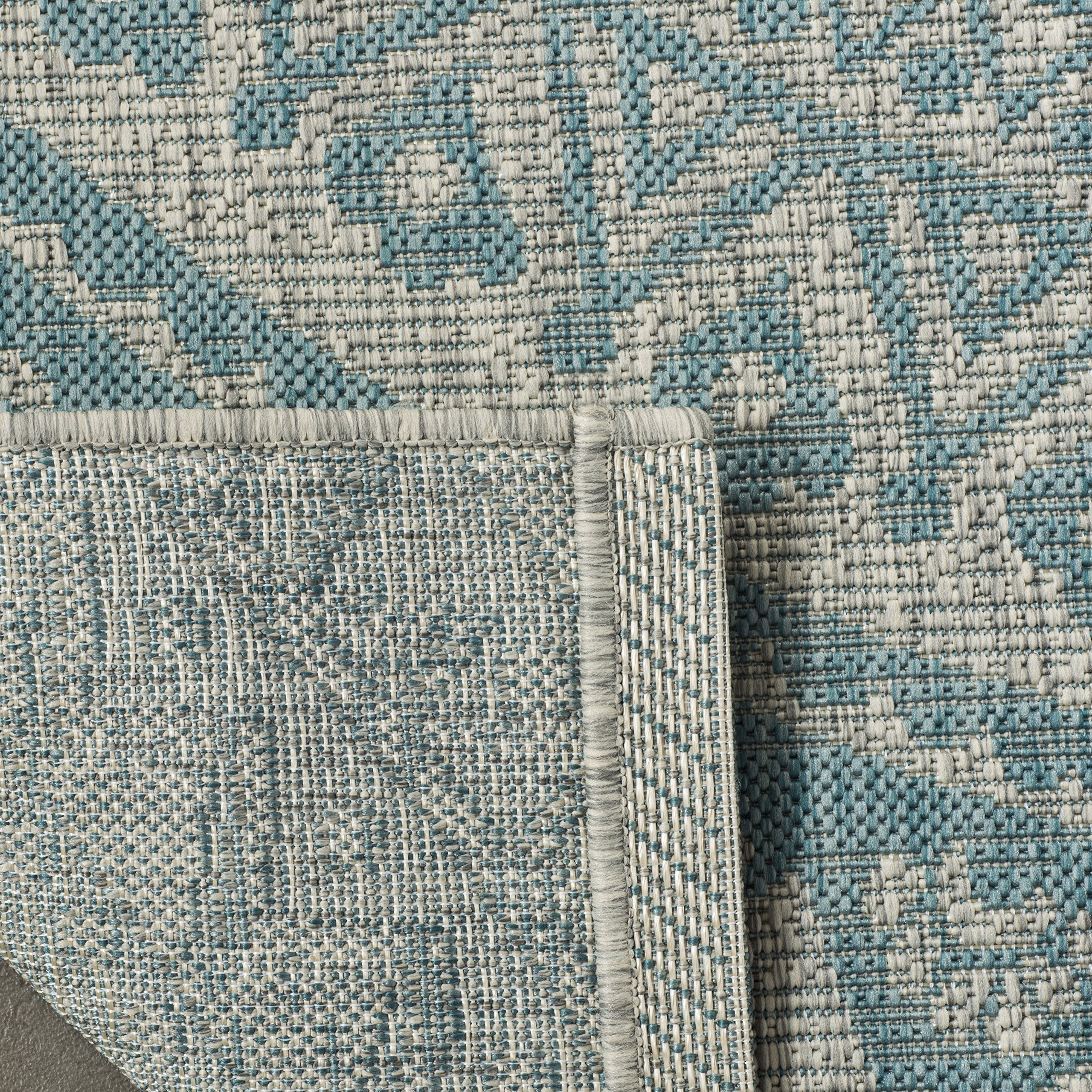 Safavieh Courtyard Collection 2' 3' X 16' Light Grey / Aqua Cy8734 Indoor/ Outdoor Easy Cleaning Patio Backyard Mudroom Runner Rug