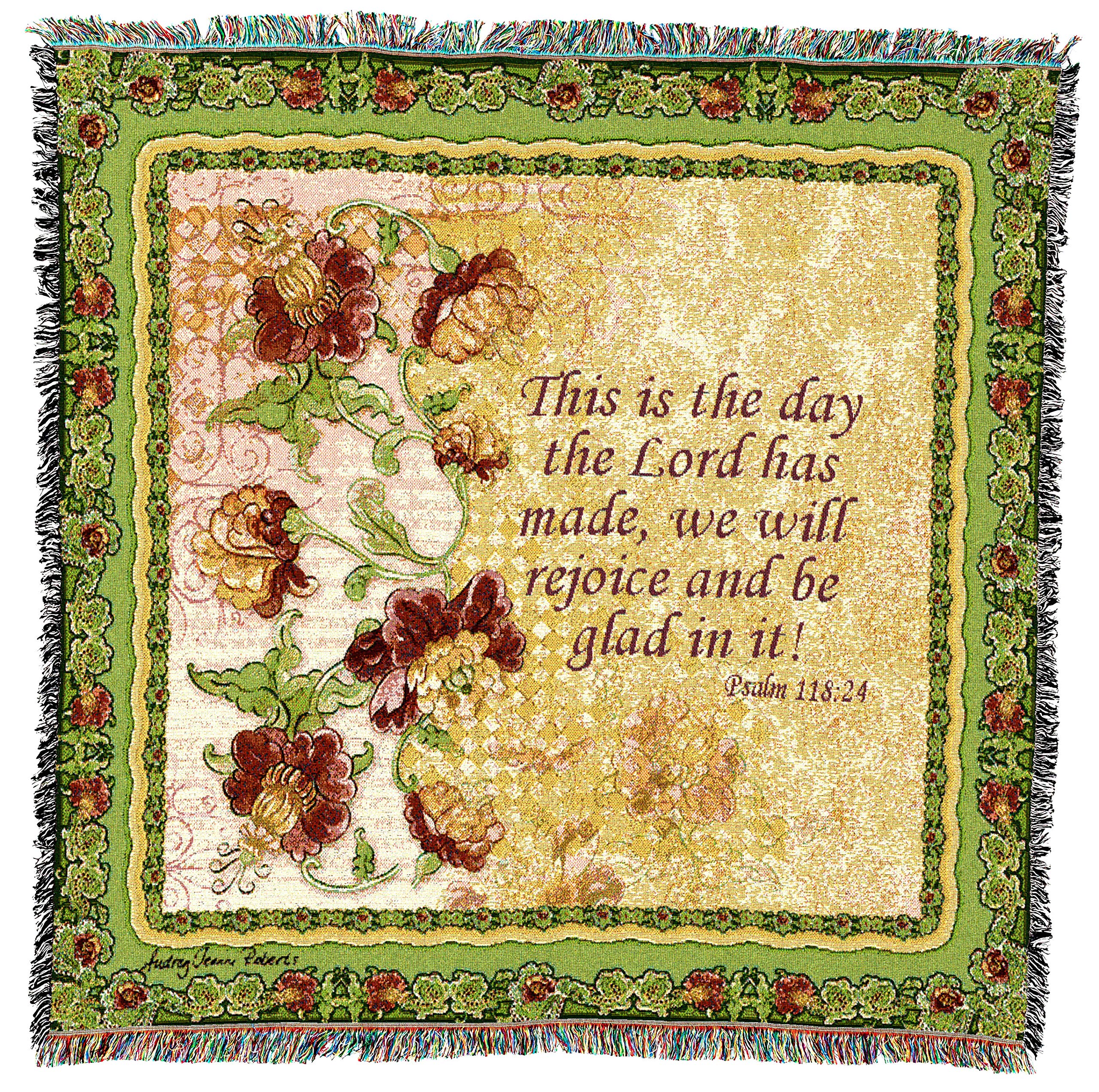 Pure Country Weavers This Is The Day That The Lord Has Made Let Us Blanket - Scriptures - Psalm 118:24 - Gift Lap Square Tapestr