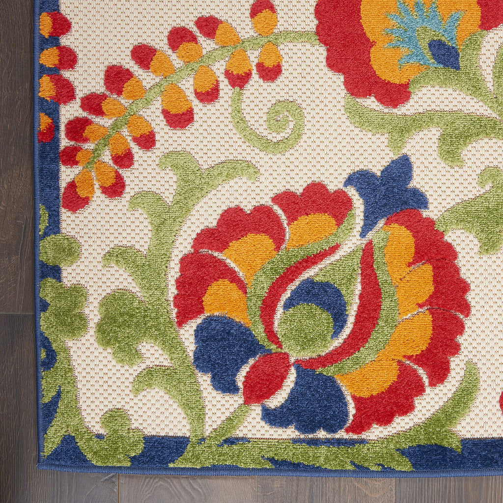 Nourison Aloha Indoor/Outdoor Multicolor 2'3' X 10' Area Rug, Easy Cleaning, Non Shedding, Bed Room, Living Room, Dining Room, Backyard, Deck, Patio (2X10)