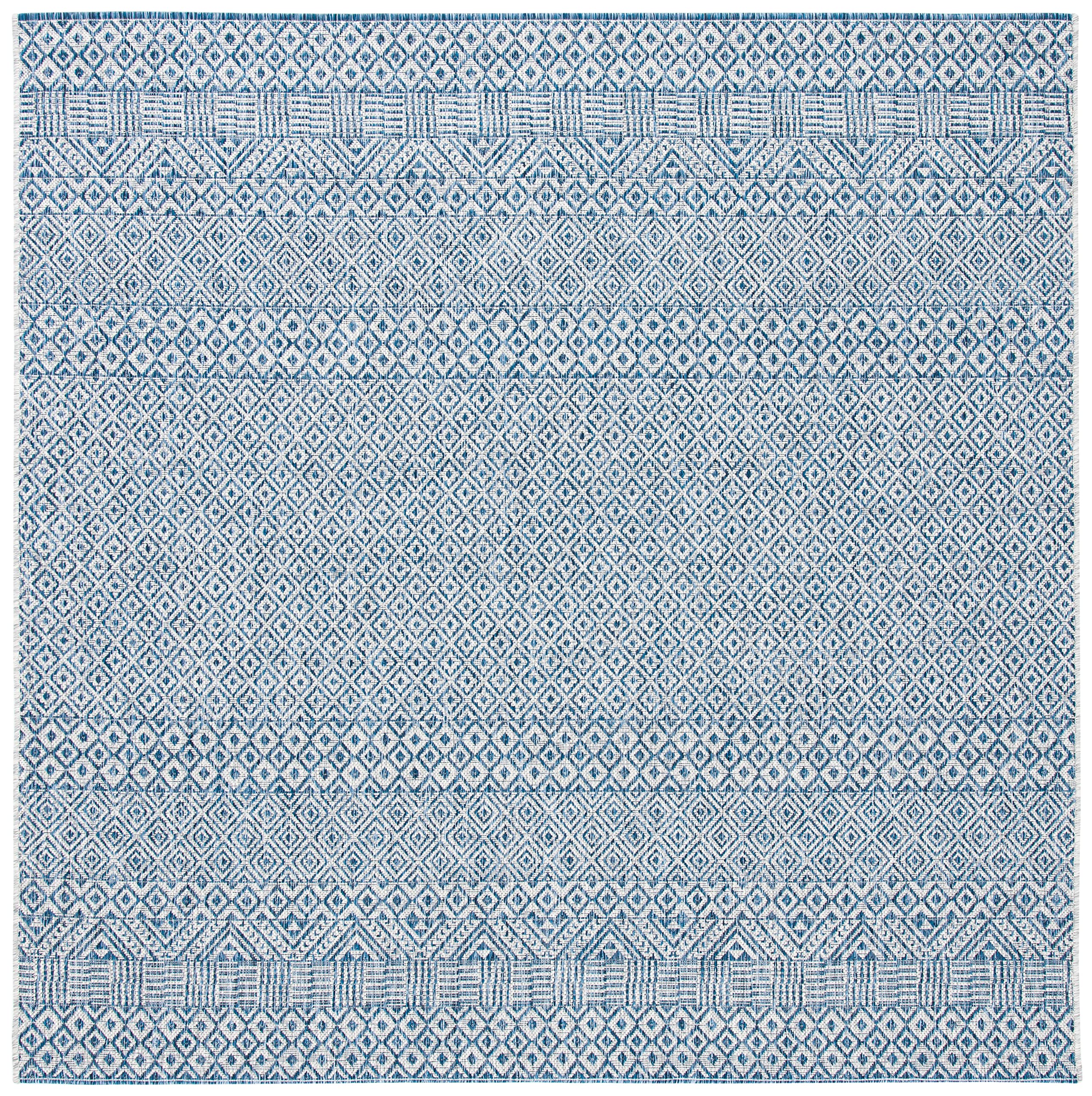 Safavieh Courtyard Collection 4' Square Grey/Blue Cy8235 Indoor/ Outside Waterproof Easy Cleansingpatio Backyard Mudroom Area Mat