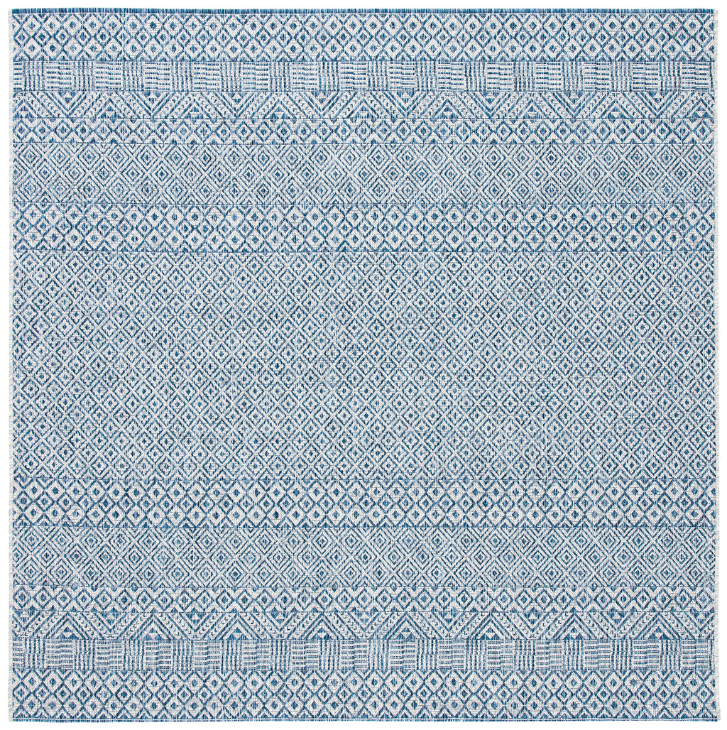 Safavieh Courtyard Collection 4' Square Grey/Blue Cy8235 Indoor/ Outside Waterproof Easy Cleansingpatio Backyard Mudroom Area Mat