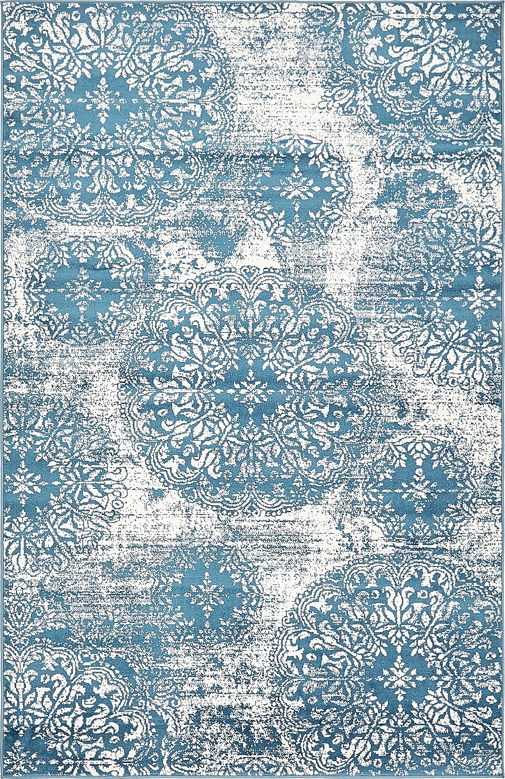 Unique Loom Sofia Collection Area Rug - Grand (5 1 x 8 Rectangle, Blue/ Ivory)