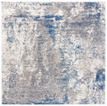 SAFAVIEH Aston Collection 53 Square Grey/Navy ASN718F Modern Abstract Non-Shedding Living Room Dining Bedroom Area Rug