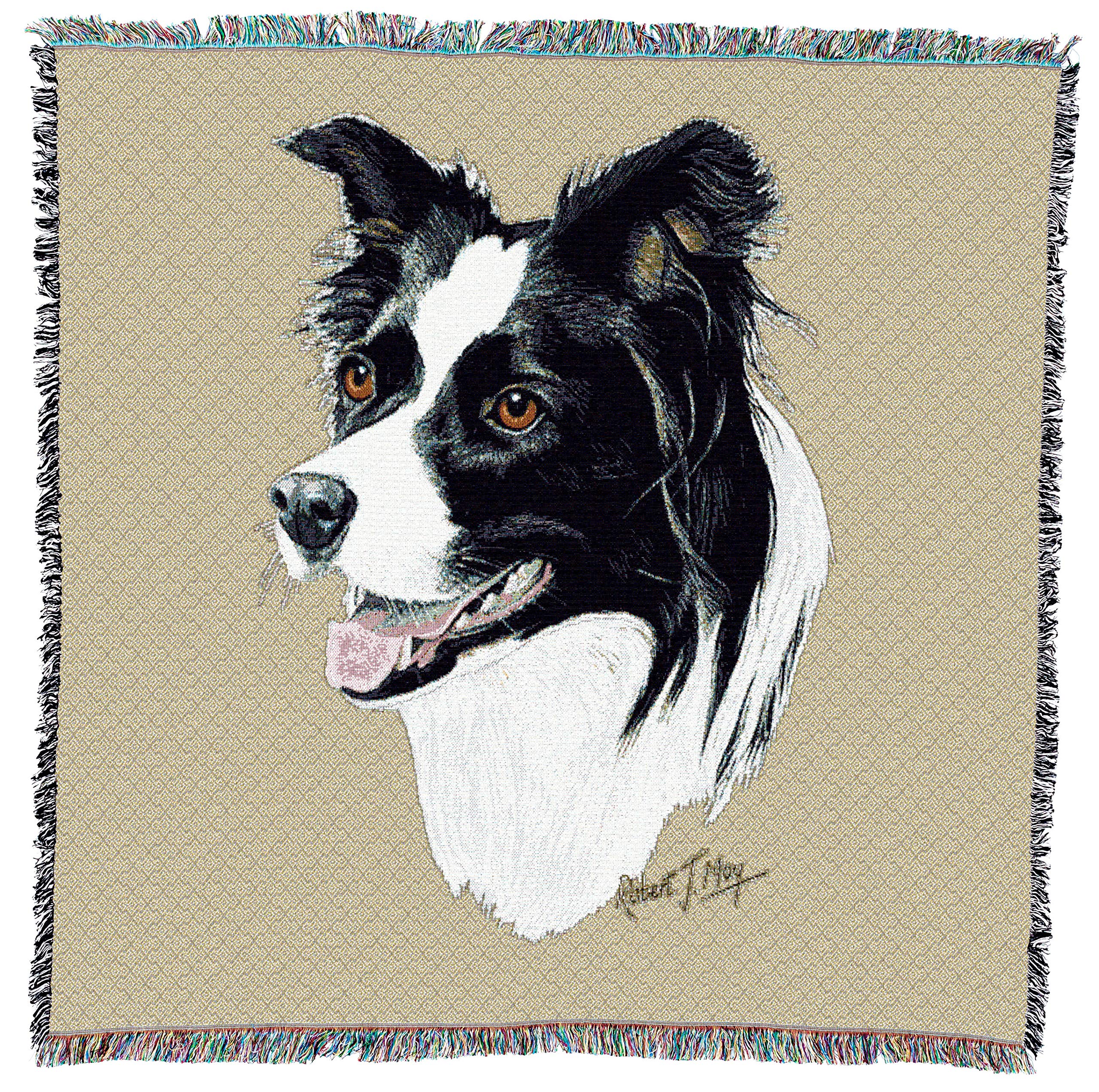 Pure Country Weavers Border Collie Lap Square Blanket by Robert May - Herding Group - Gift for Dog Lovers - Tapestry Throw Woven