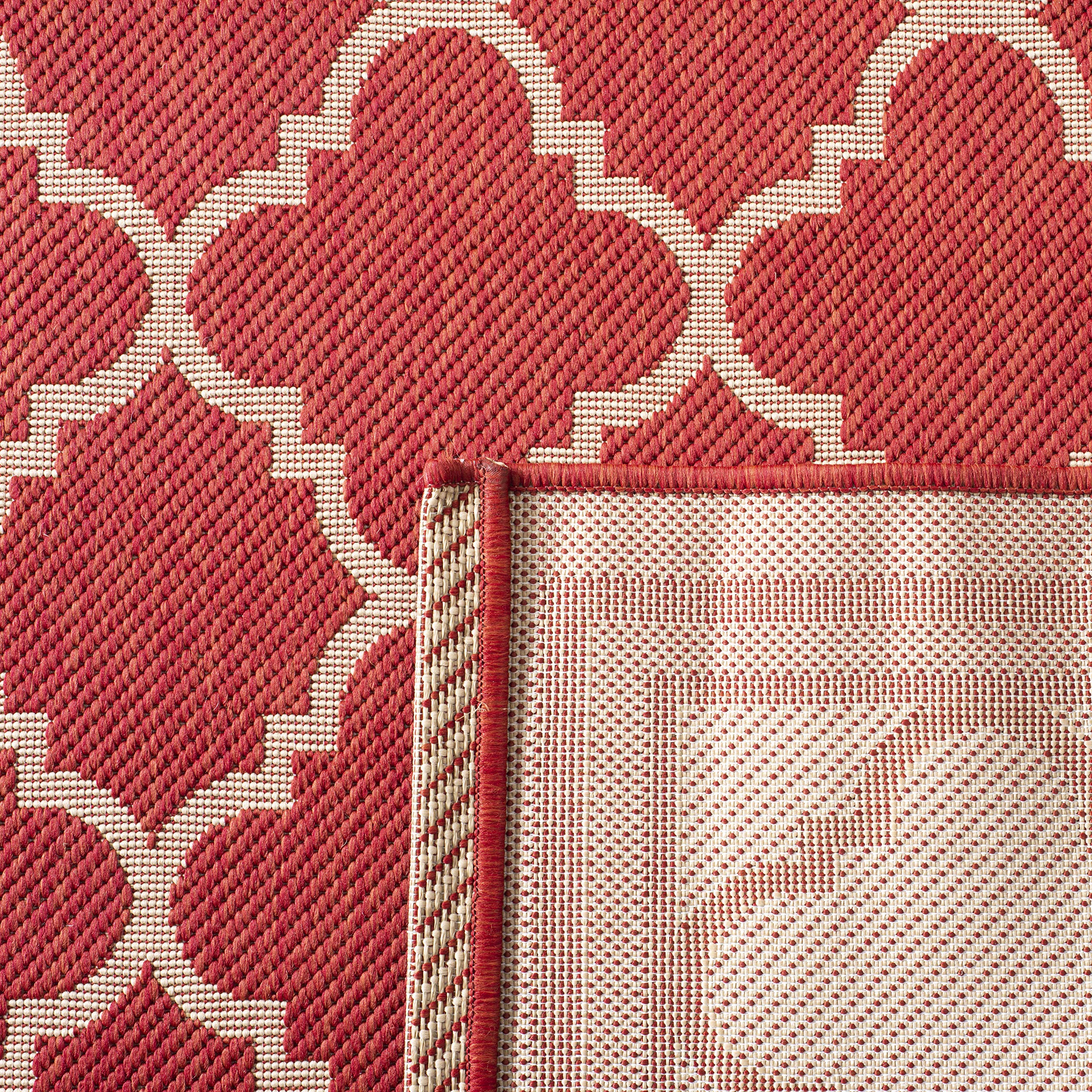 Safavieh Courtyard Collection 2'3' X 8' Red/Bone Cy6918 Trellis Indoor/ Outdoor Waterproof Easy Cleaning Patio Backyard Mudroom Runner Rug