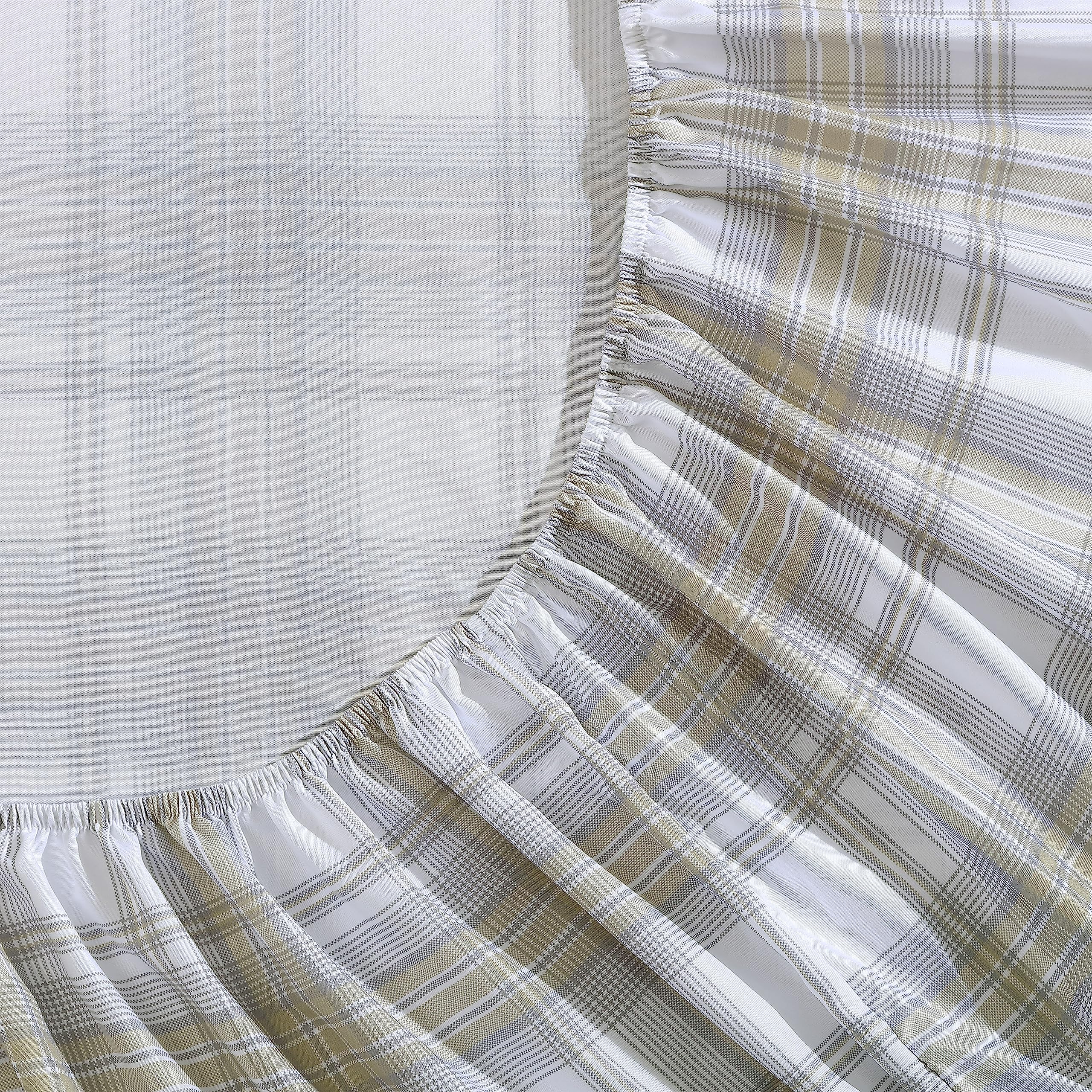 Wrangler- King Sheet Set, Silky & Lightweight Bedding Set, Yellowstone Inspired, Casual Home D?or (Dayton Valley Plaid Beige, King)