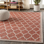 Jonathan Y Trebol Moroccan Trellis Textured Weave Indoor/Outdoor Red/Beige 4 Ft. X 6 Ft. Area-Rug, Coastal,Easy-Cleaning,Hightraffic,Livingroom,Backyard, Non Shedding