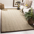 SAFAVIEH Natural Fiber Collection 6 Square Dark Brown NF115K Border Herringbone Seagrass Area Rug