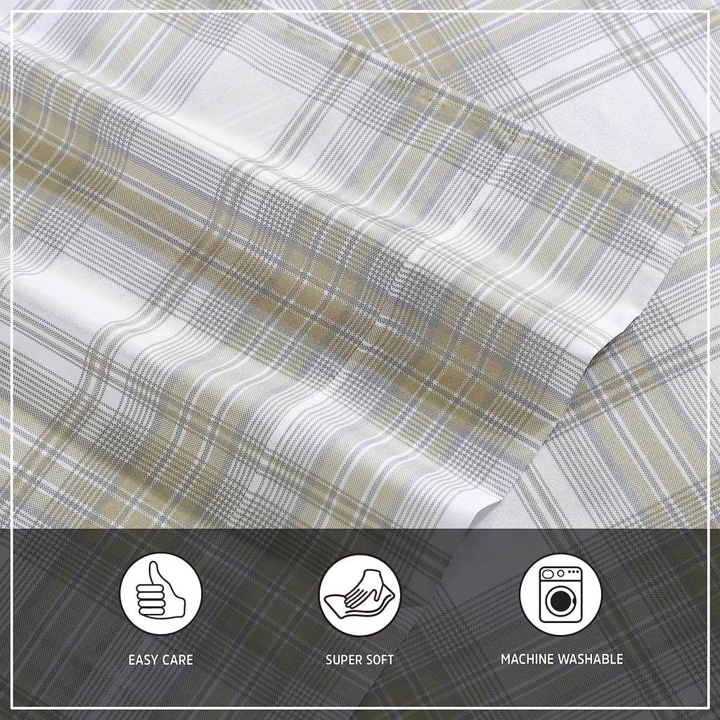 Wrangler- Twin Sheet Set, Silky & Lightweight Bedding Set, Yellowstone Inspired, Casual Home D?or (Dayton Valley Plaid Beige, Twin)