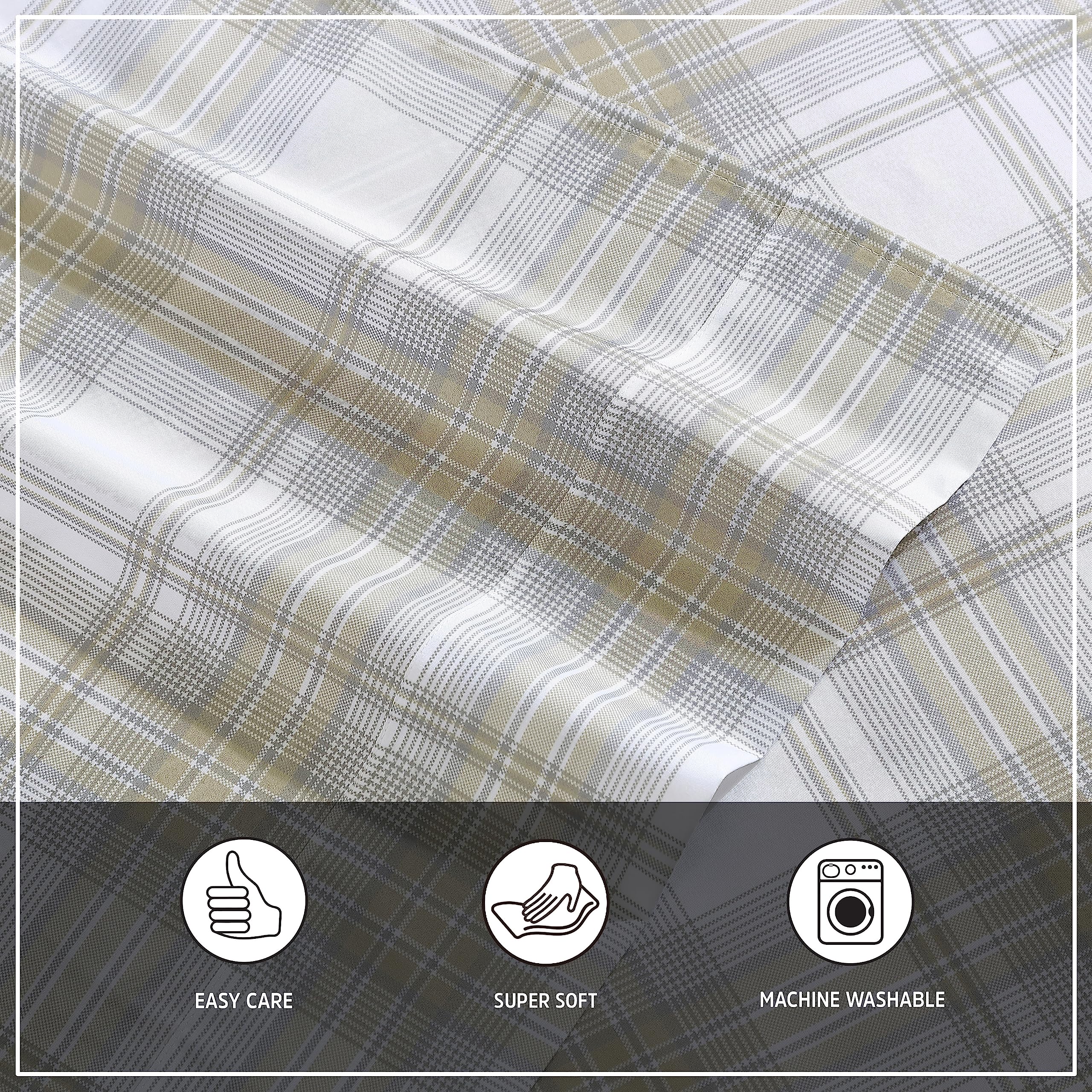 Wrangler- Full Sheet Set, Silky & Lightweight Bedding Set, Yellowstone Inspired, Casual Home D?or (Dayton Valley Plaid Beige, Full)