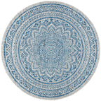 Safavieh Courtyard Collection 4' Round Grey/Blue Cy8734 Indoor/ Outdoor Patio Backyard Mudroom Area Rug